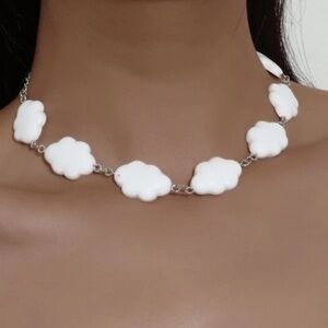 Cloudy Day animated clouds charm chain link necklace boutique trendy style